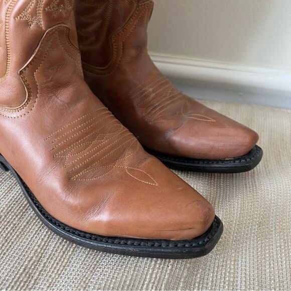 Rancho BIG Boys Cowboy Western boots Tan Sz US 5.5 Made in Mexico Sz 24.5 EE - Picture 12 of 15
